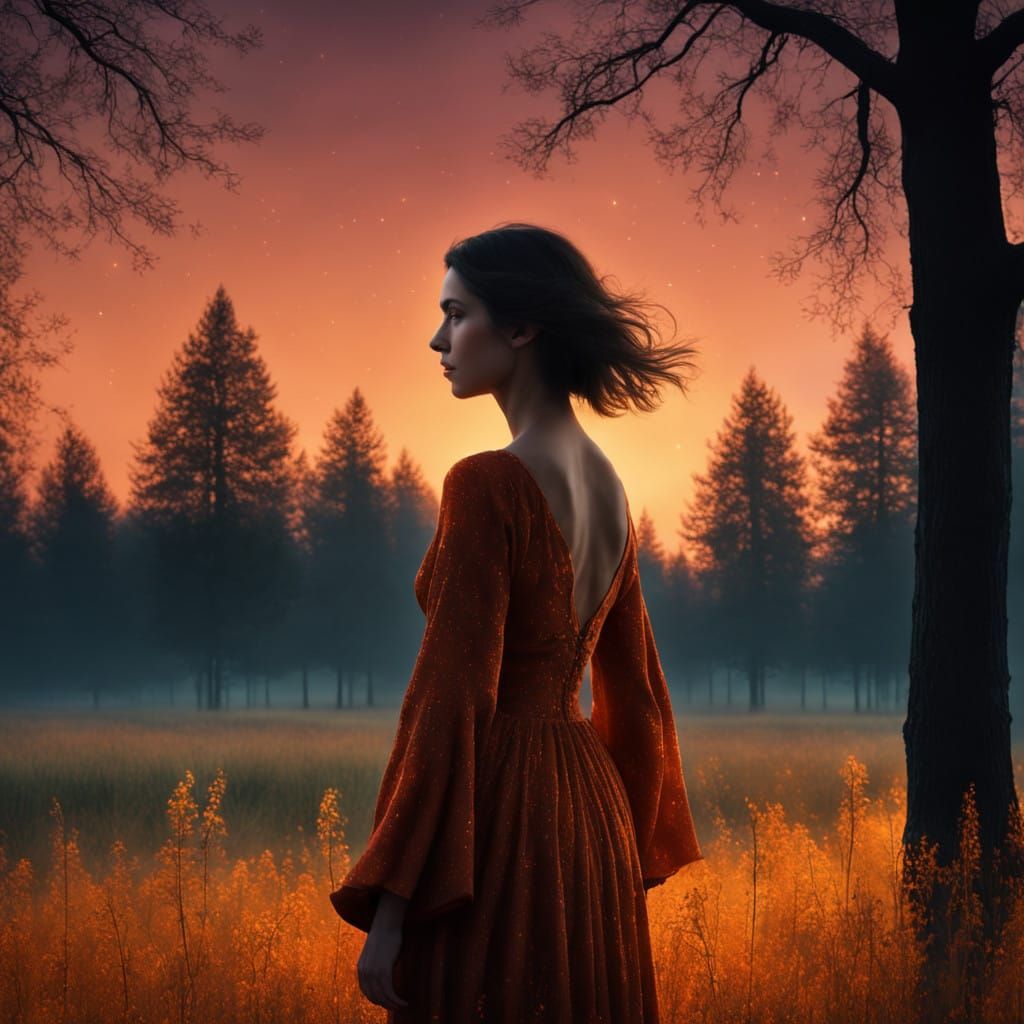 Majestic Starlight Goddess in Golden Hour