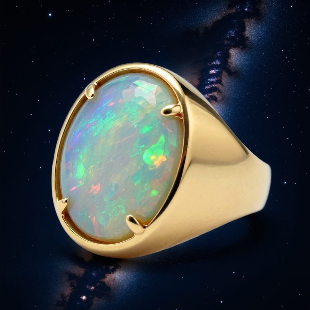Elegant Opal Gold Signet Ring Design