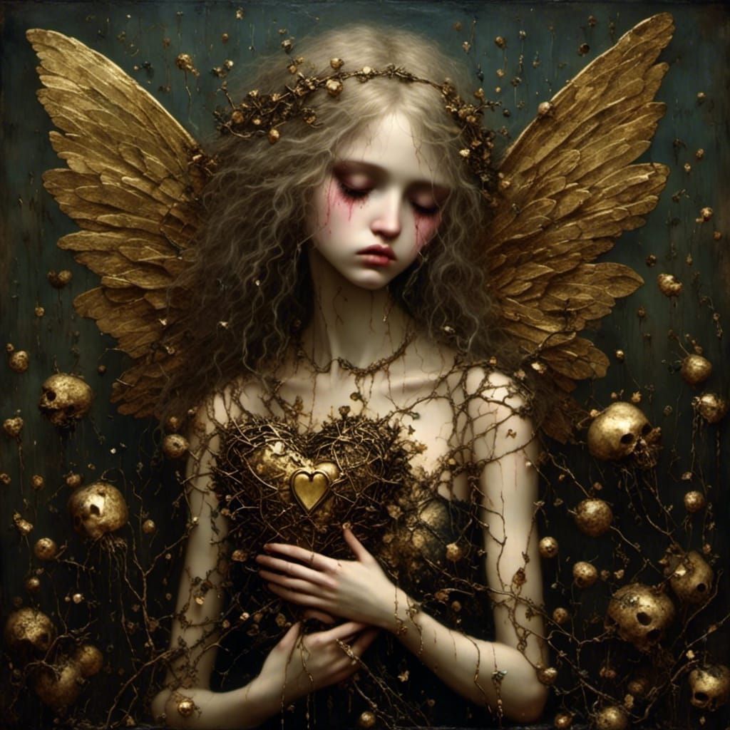 Sad Angel Crying Golden Tears