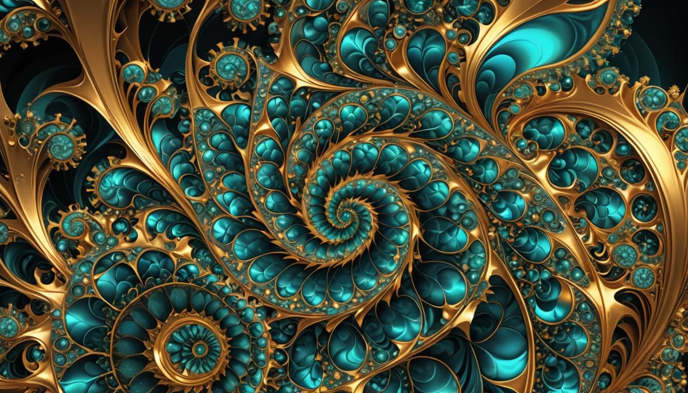 Exotic Turquoise Fractal with Golden Ratio