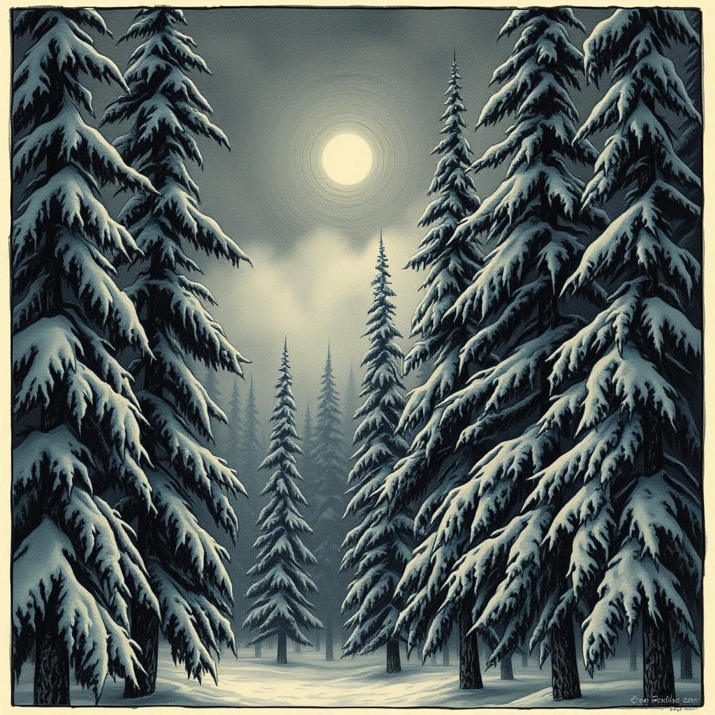 Whispering Winter Wonderland in Moonlit Shadows