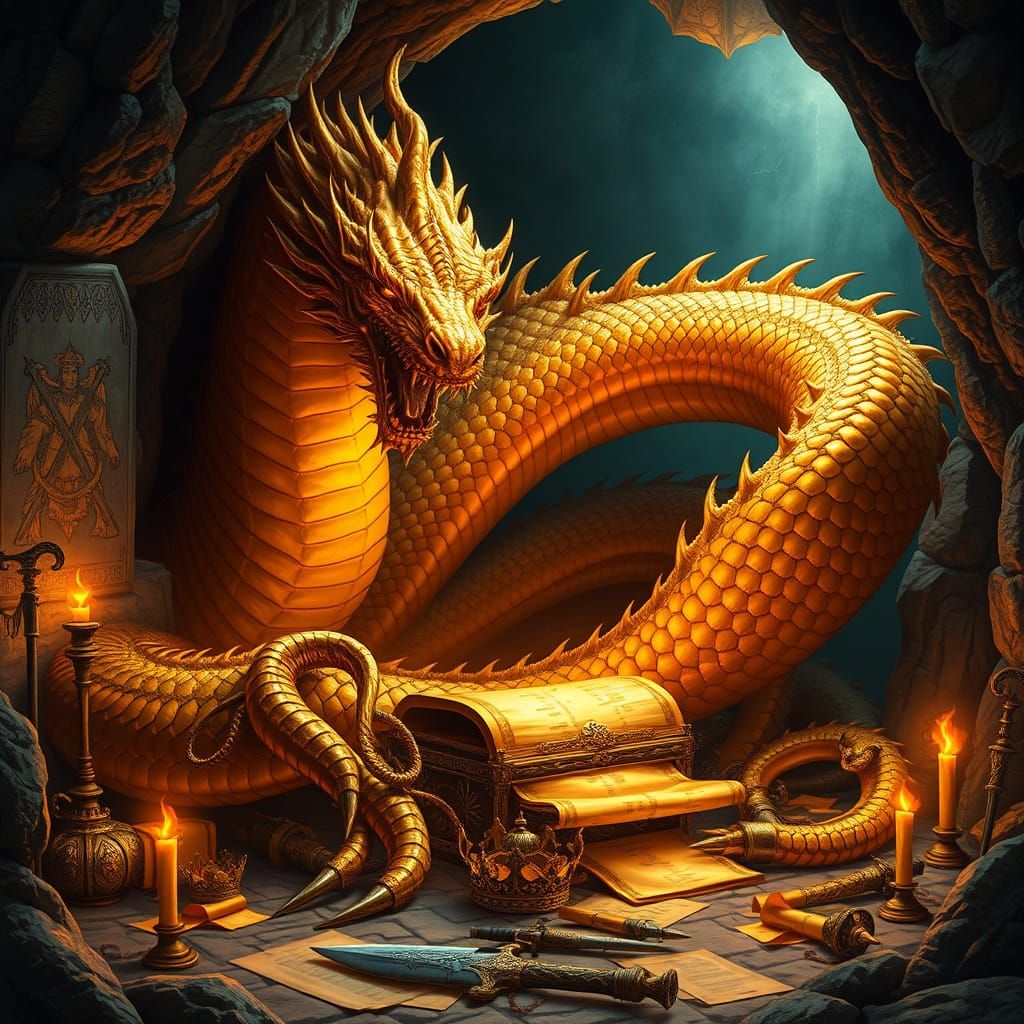 Majestic Golden Dragon Guardians Treasure Trove