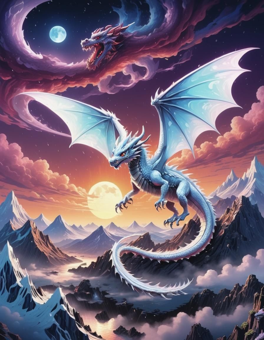 Glitched Luck Dragon on Distorted TV Screen