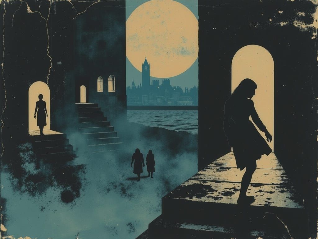 Surreal Stairway to Nowhere Under Starry Sky