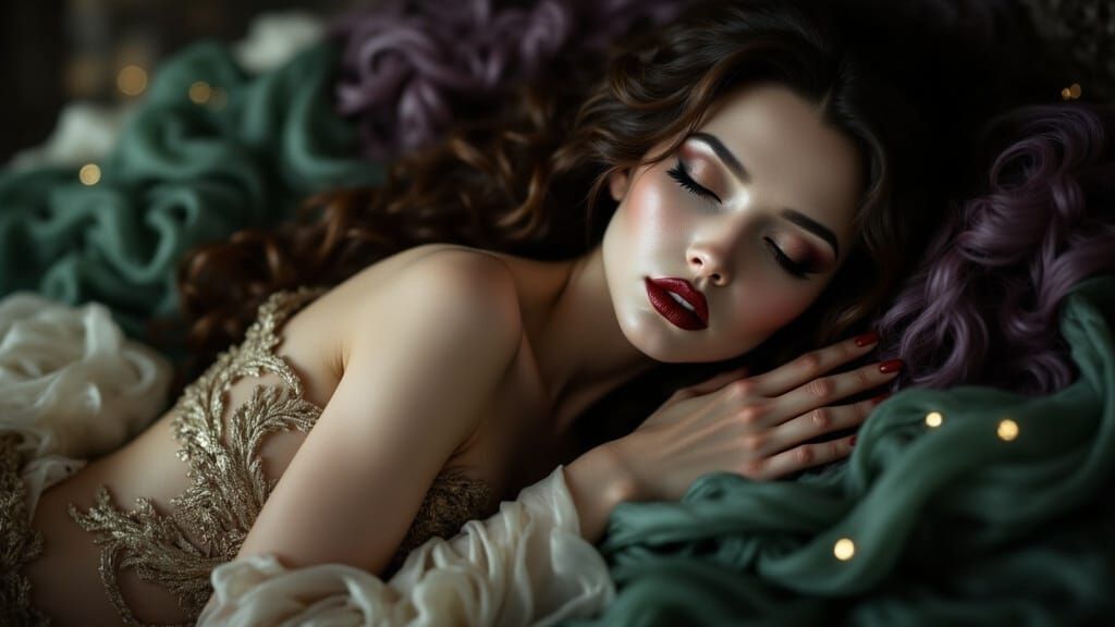 Ethereal Woman in Medieval Dreamscape as Hyper-Realistic Por...