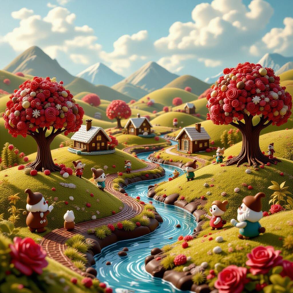 Chocolate Elfland: A Whimsical Disney Fantasy Scene