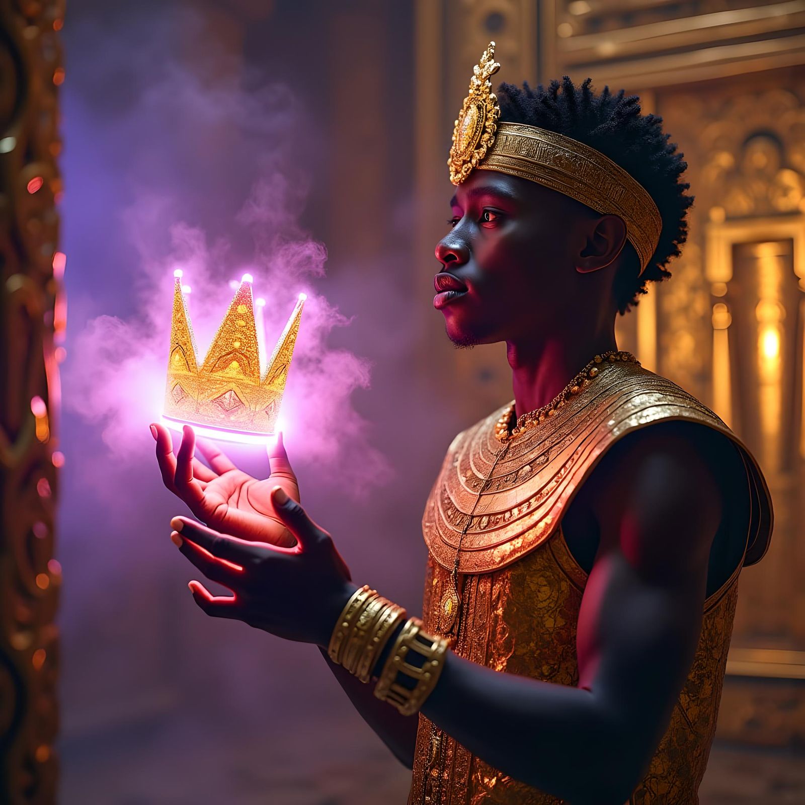 Futuristic African Prince Reaching for Crown
