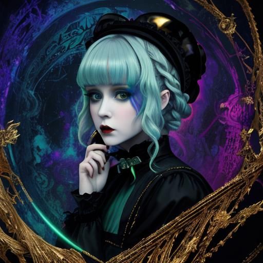 Gothic Porcelain Doll Portrait in Surrealist Style