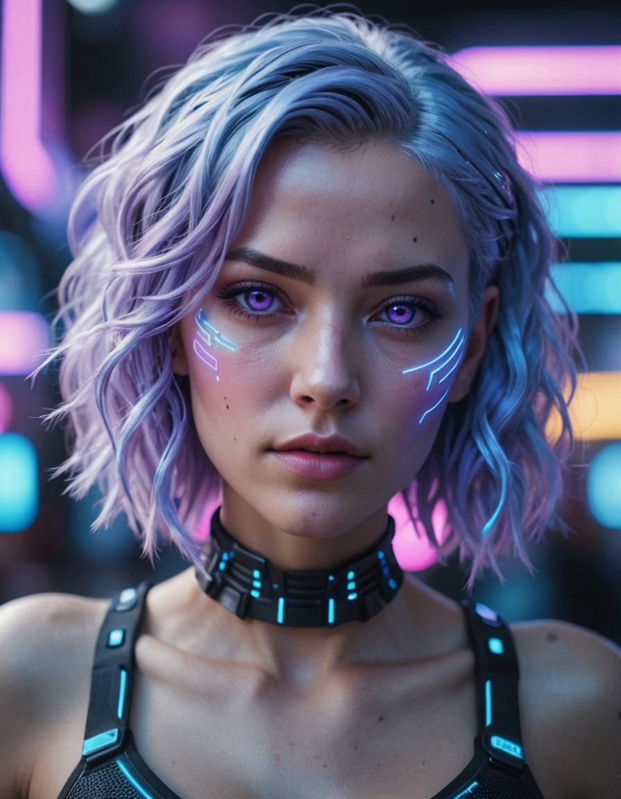 Cyberpunk Beauty in Hyper-Realistic Portraiture