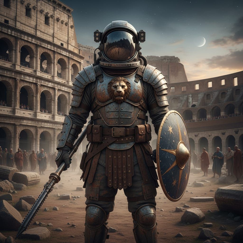 Spaceman Gladiator Fights in Ancient Rome