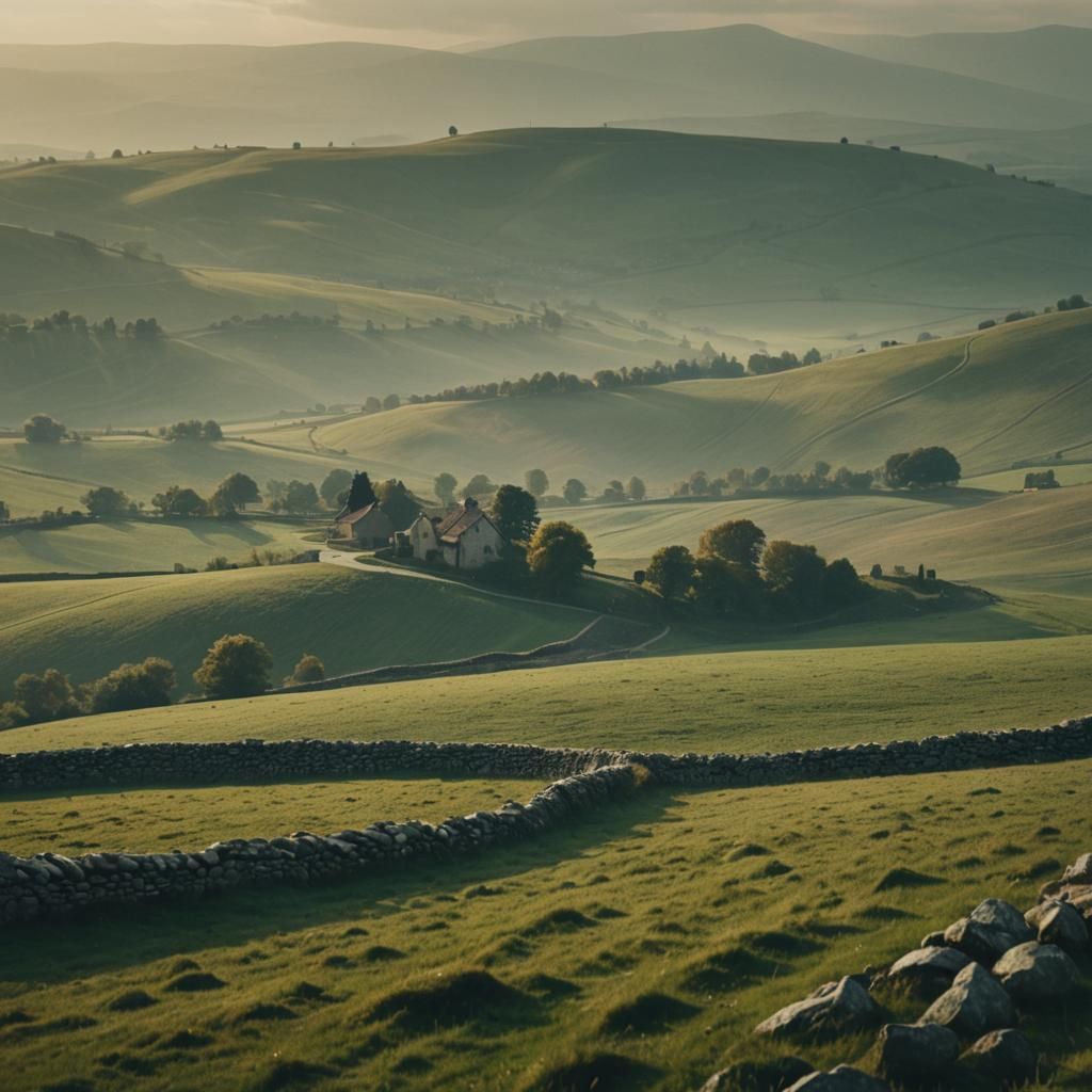 Stone Wall in Countryside: Cinematic Film Still