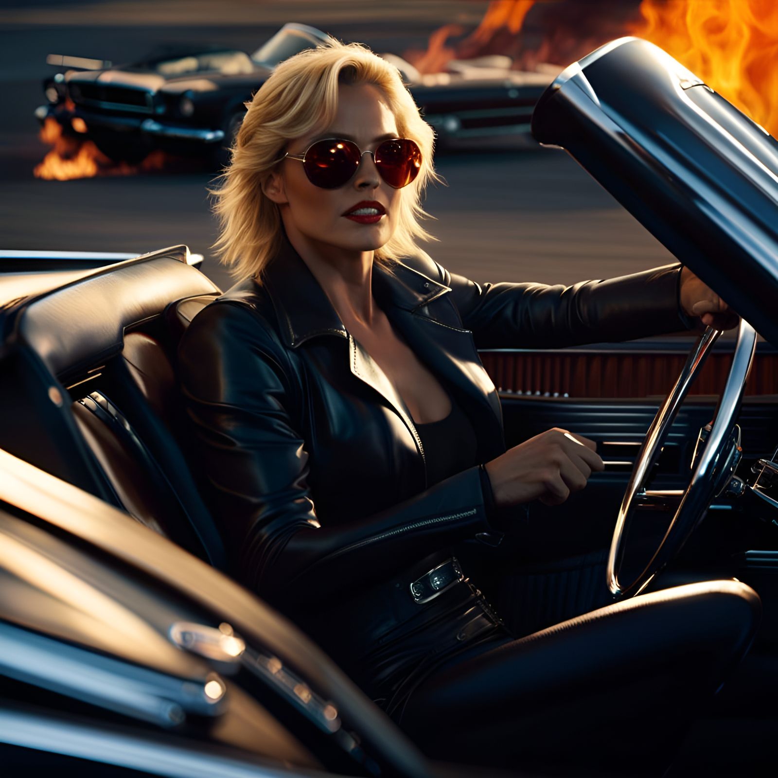 High-Resolution Car Chase Battle Scene