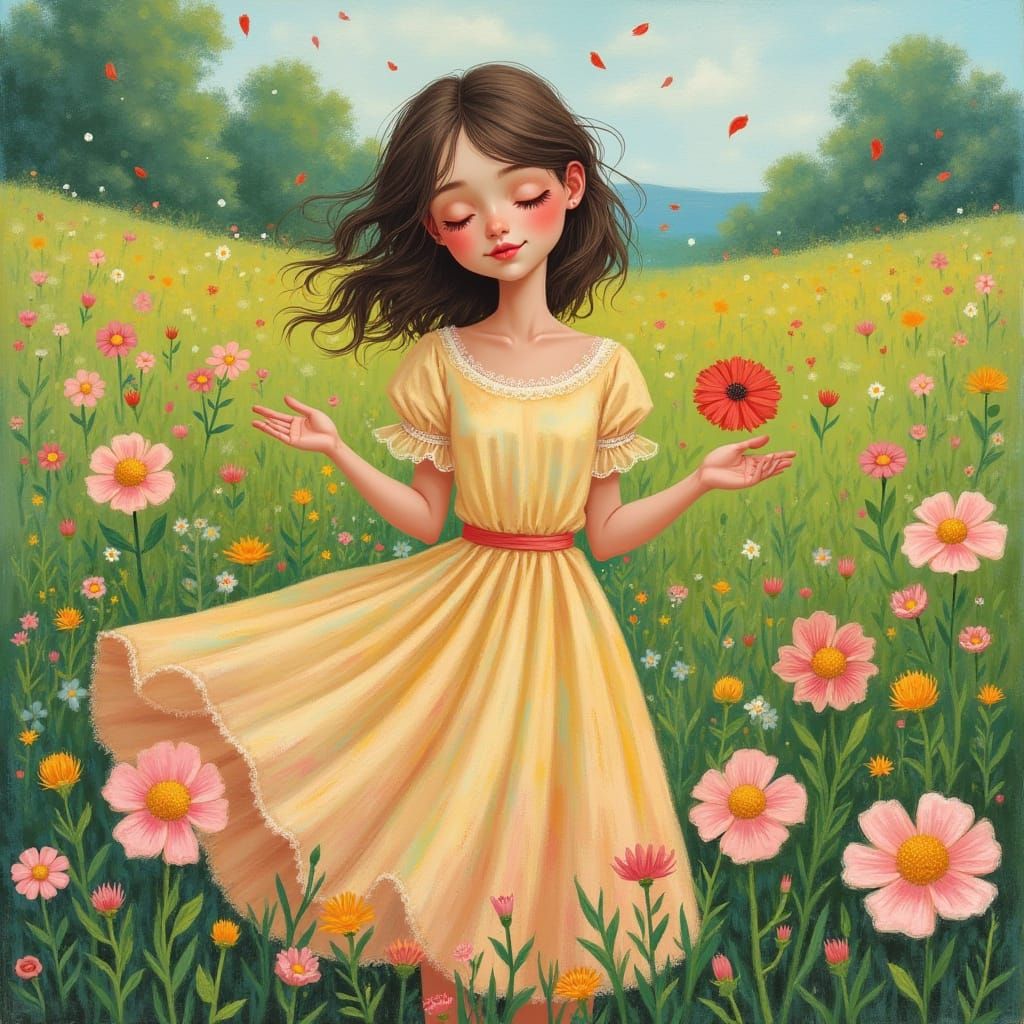 Vibrant Spring Blooms in Whimsical Hungarian Style