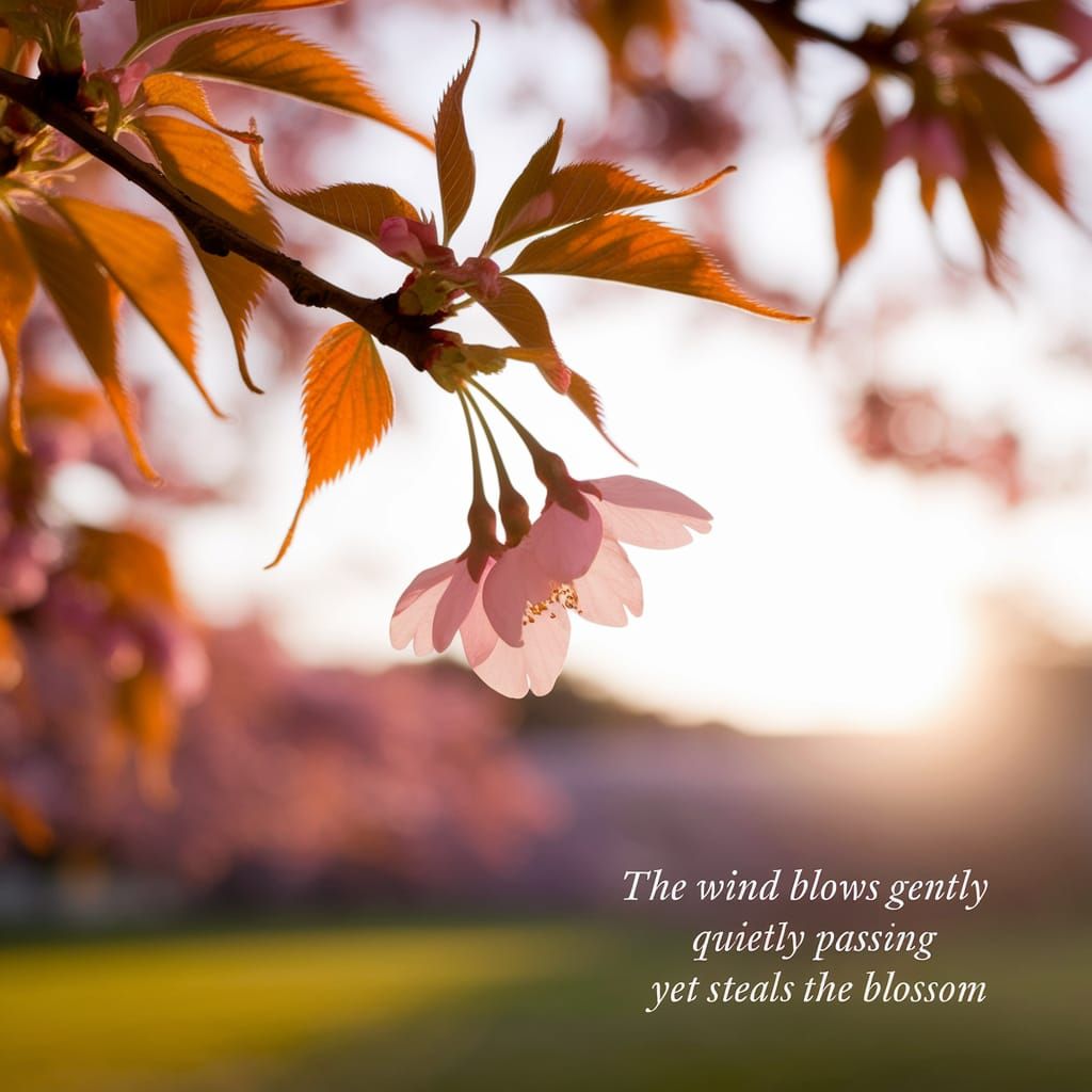 Serene Cherry Blossom Scene in Soft Light