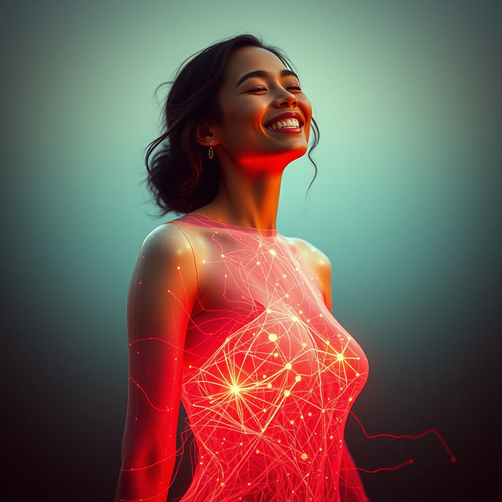 Ethereal Woman: Glowing Neural Networks in Cinematic Light