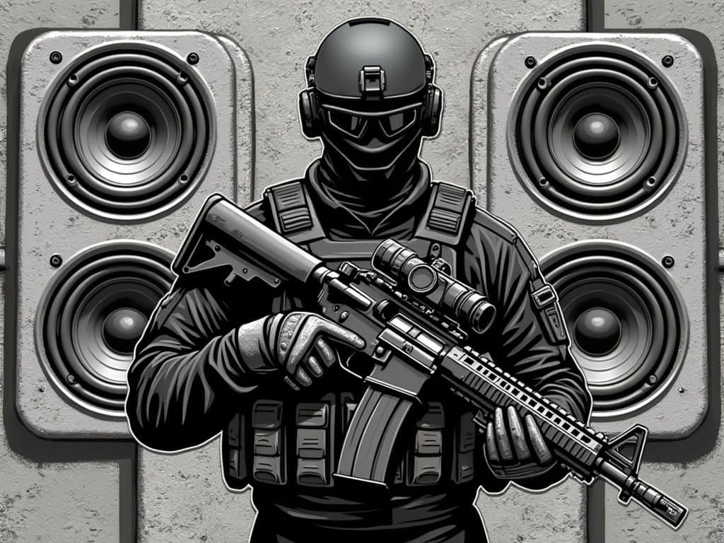 Military Unit Insignia Patch with Soldier in Vector Style