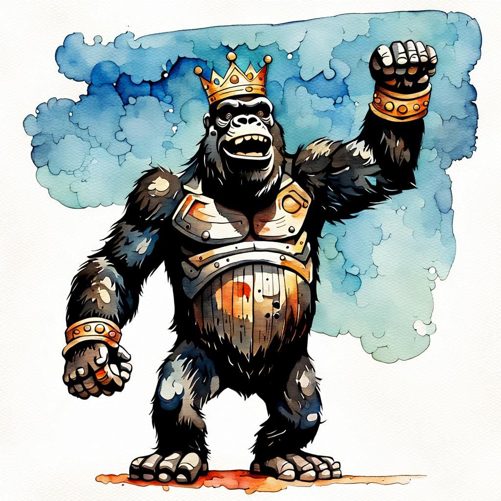 King Kong House: Typographic Watercolor Illustration