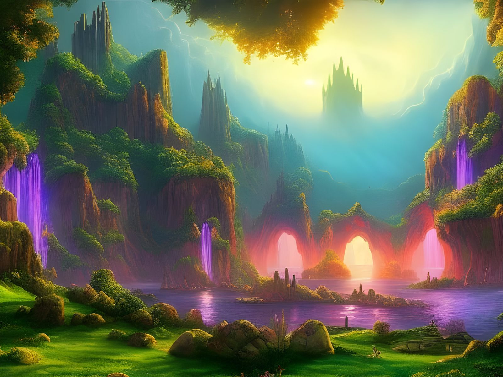 Lichen Queen's Throne Room: a Neon Fantasy