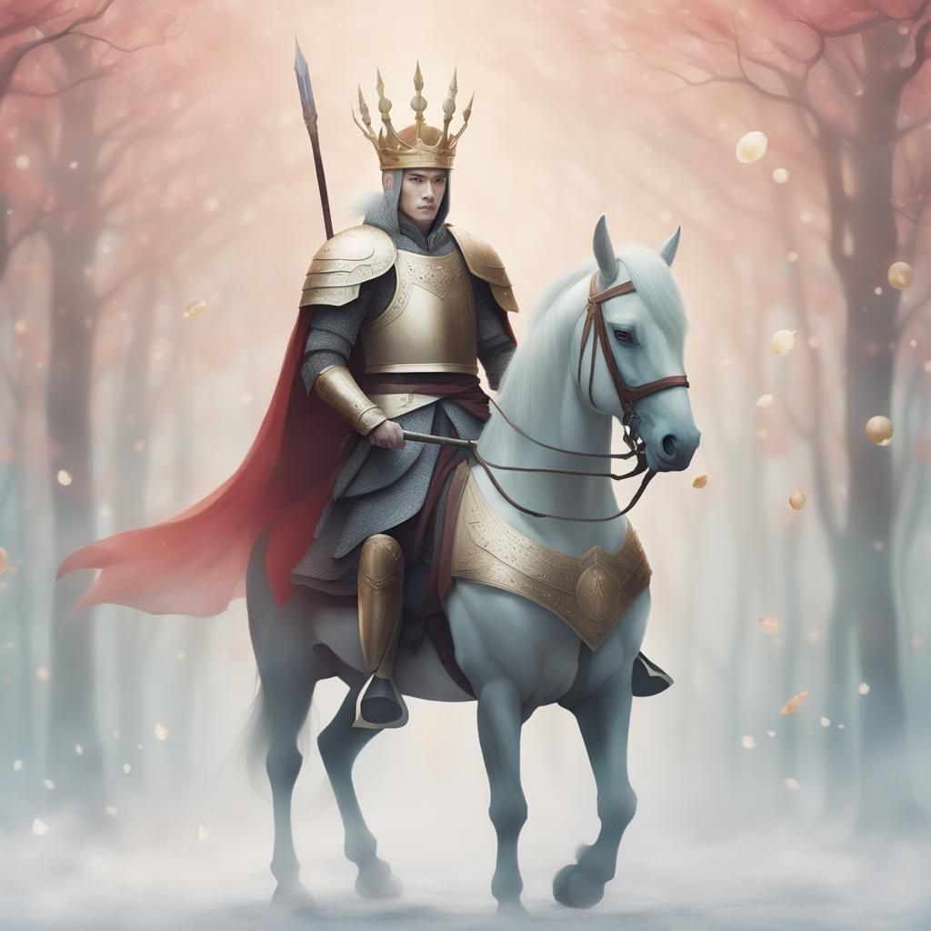 Fairytale Warrior King Portrait in Minimalist Style