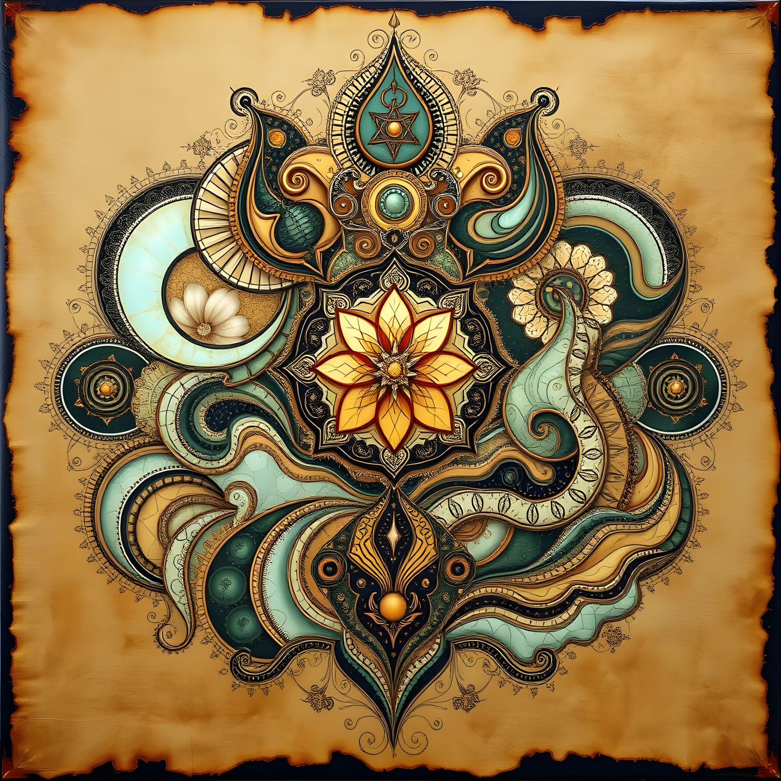 Cosmic Earth Mandala in Abstract Postmodern Style