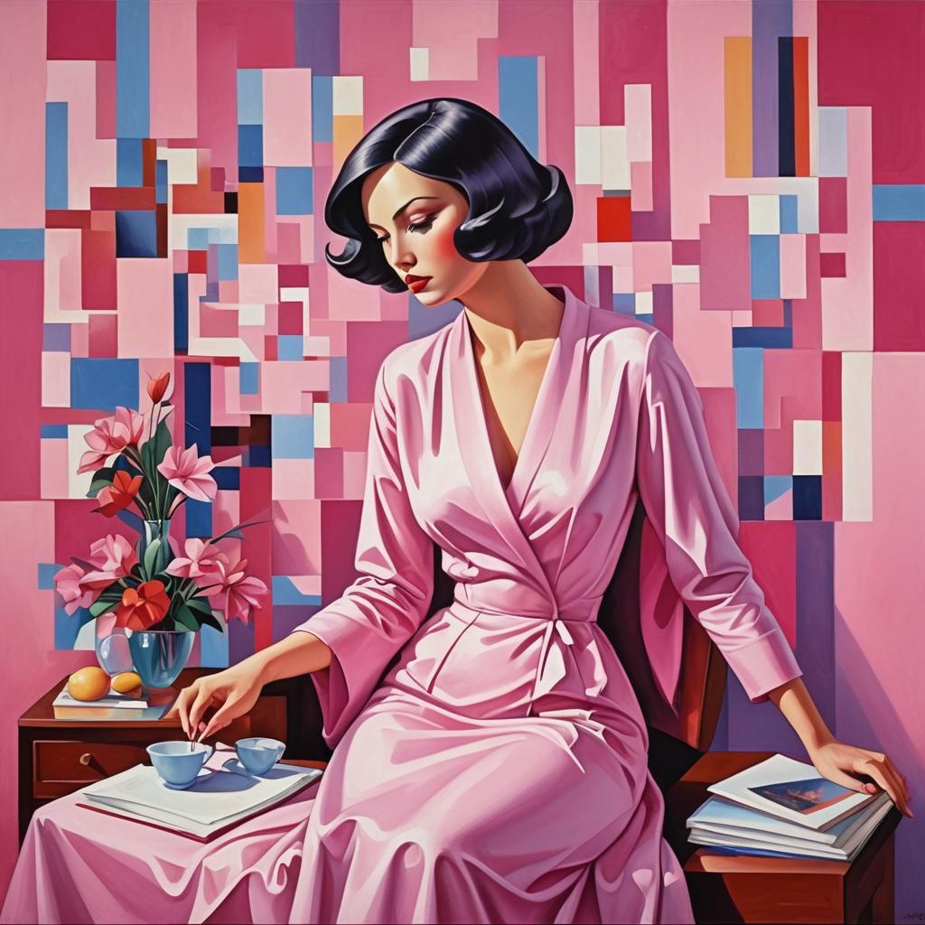 Abstract Pink Figure Study in Contemporary Style