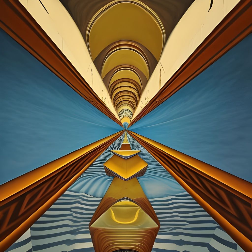 Escher-Inspired Corridor with Trompe L'oeil Perspective