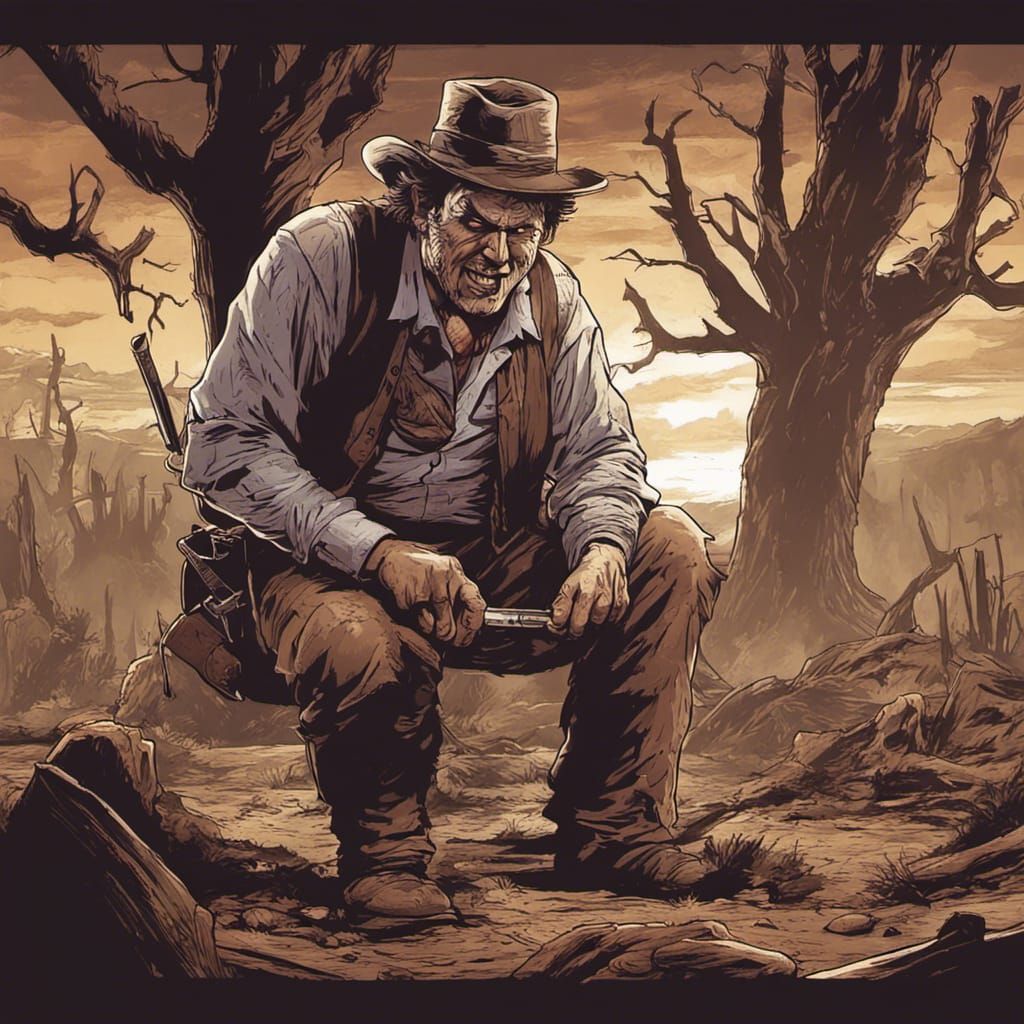 Leatherface as Old West Outlaw in Comic Style