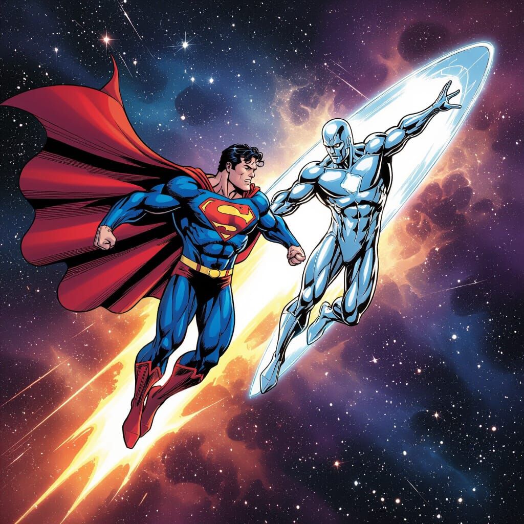 Cosmic Hero Fusion in Epic Comic Style