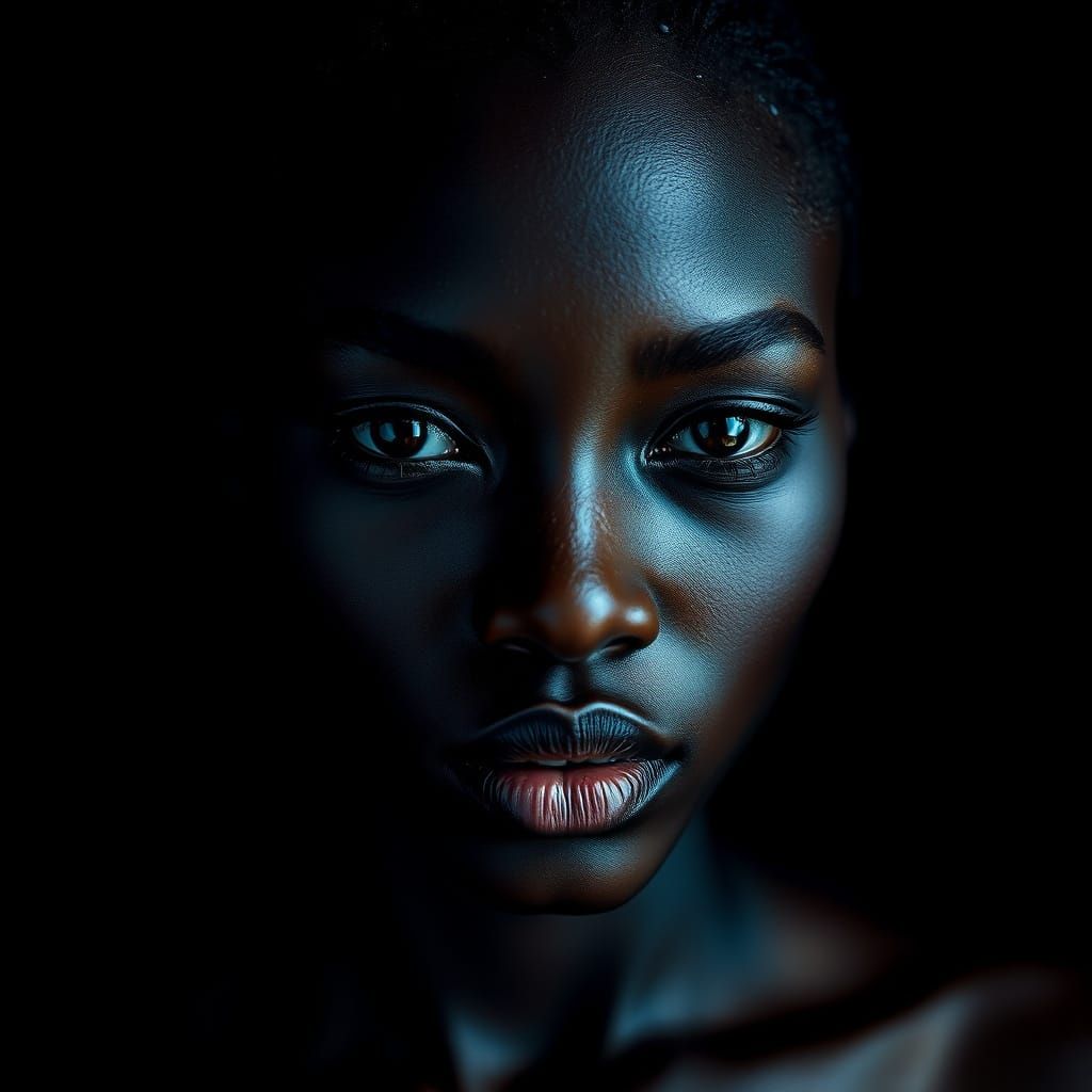 Vibrant Black Beauty in Moody Darkness