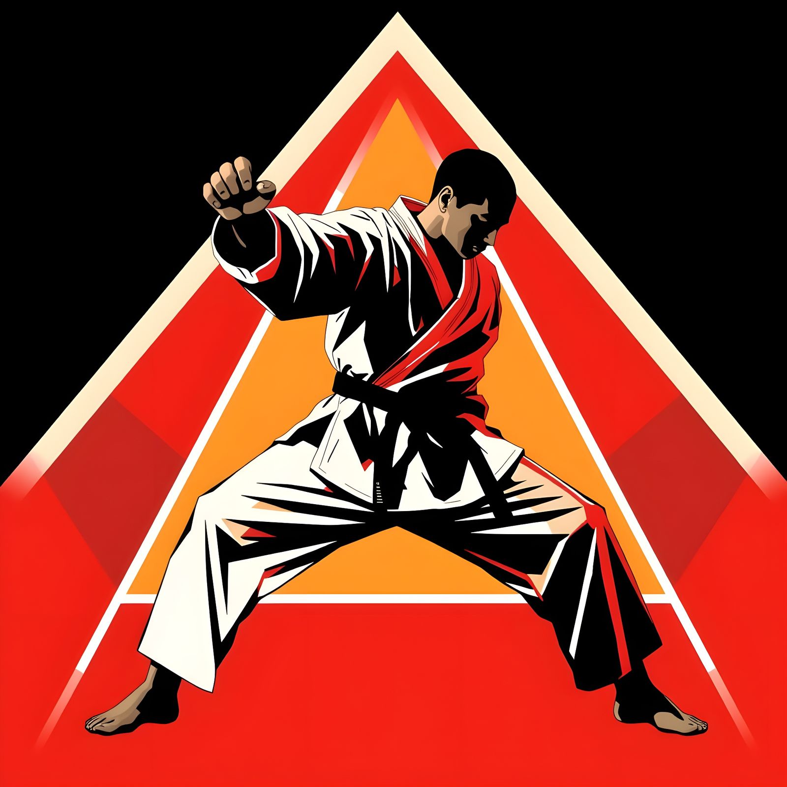 Modern Karate Logo in Triangle Design