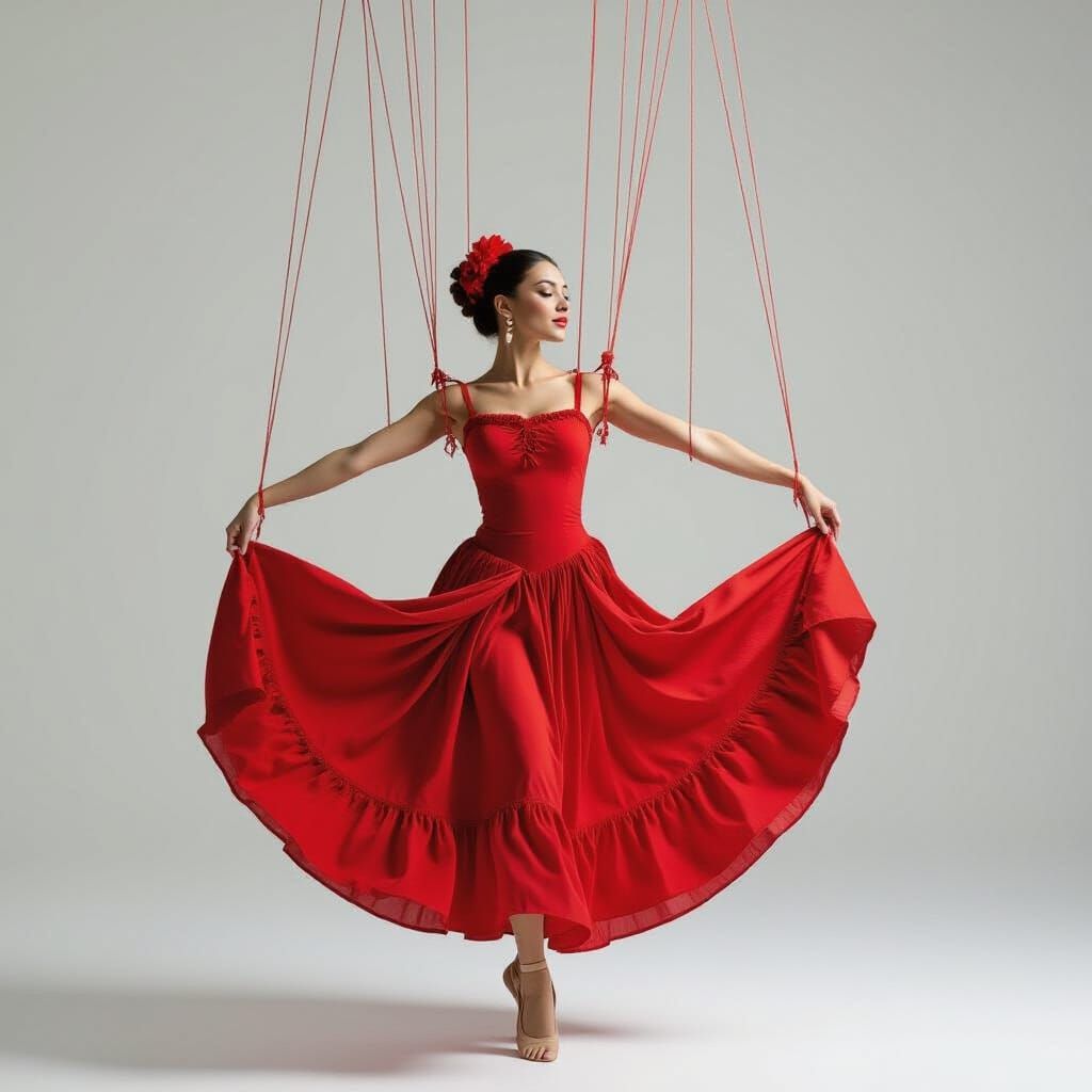 Vibrant Woman Dancing as a Puppet