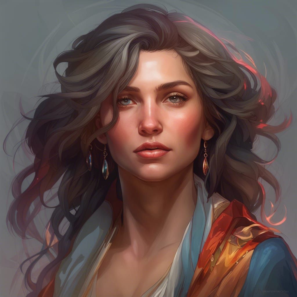 Beautiful Strong Woman Portrait in Hyperdetailed Style