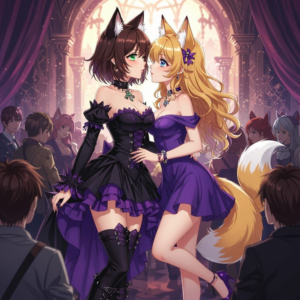 Anime Women Kissing: Gothic and Cute Styles