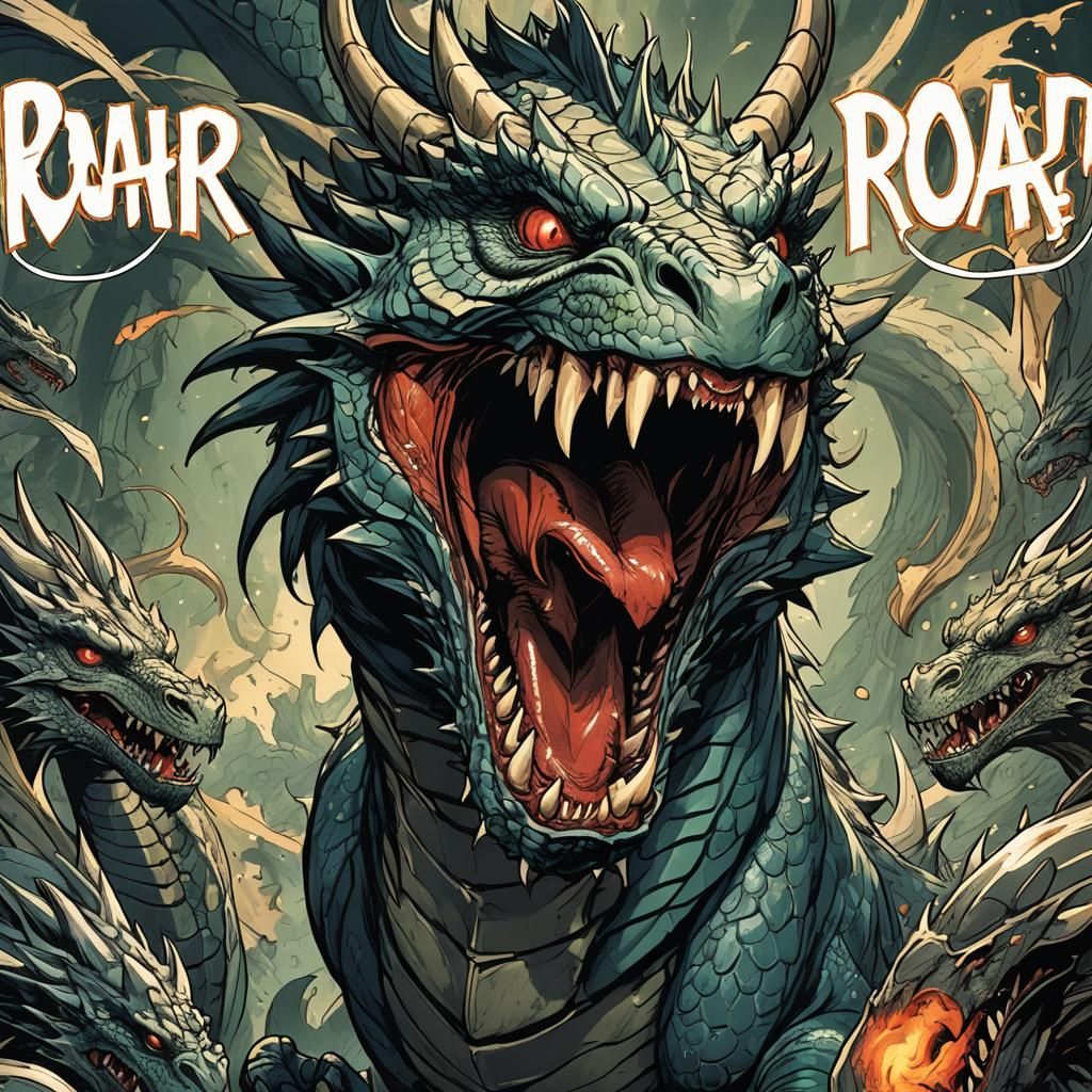 Dragon Roaring in Comic Book Style