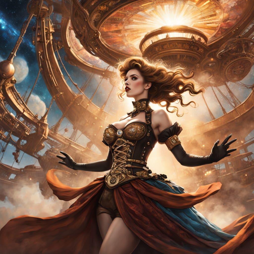 Steampunk Opera Singer in Cosmic Splendor