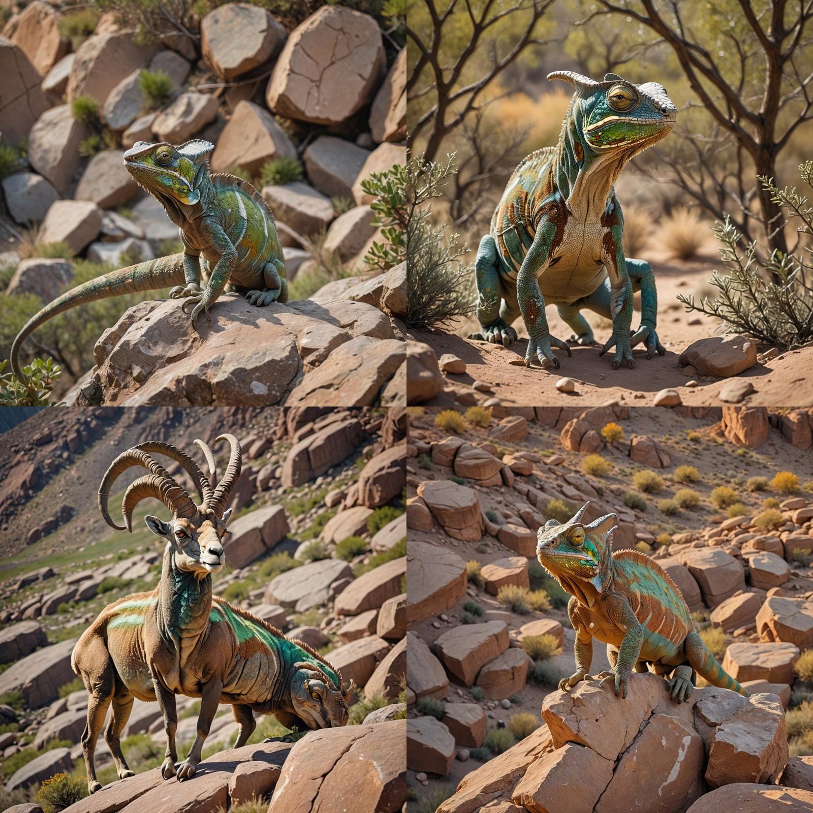 Chameleon and Argali Hybrid Animal Photo