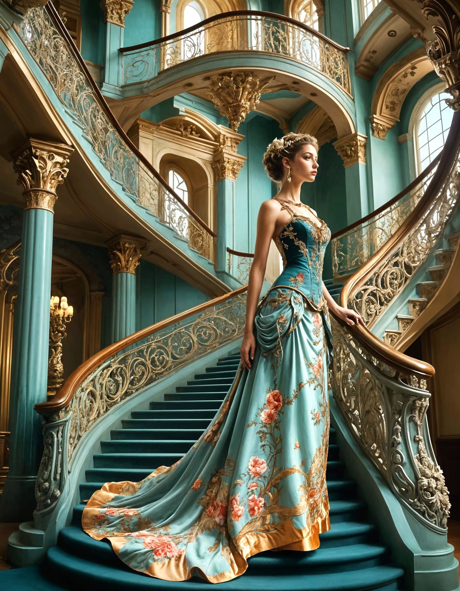 Expressionistic Art Nouveau Rococo Architecture Photoillustr...