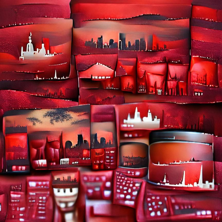 Monochromatic Red Cityscape: A Striking Urban Scene