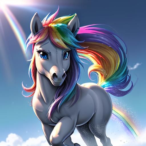 It was Rainbow Dash, the fastest pony in Ponyville. Her rainbow mane shimmered in the sunlight, and her determined blue ...