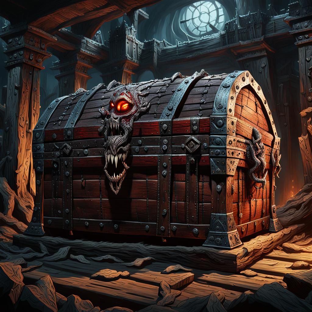 Dark Fantasy Treasure Chest Monster Concept Art