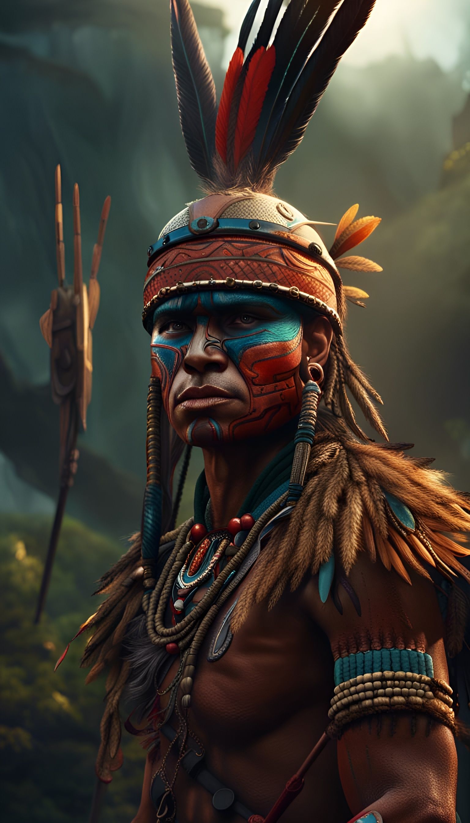 Tupi Guarani Warrior: Detailed Matte Painting