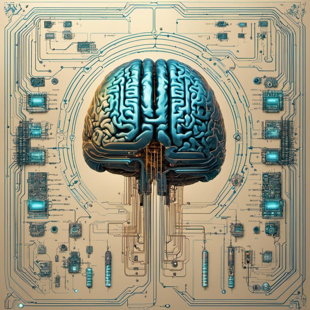 Holographic Positronium Brain Schematic in Sci-Fi Style