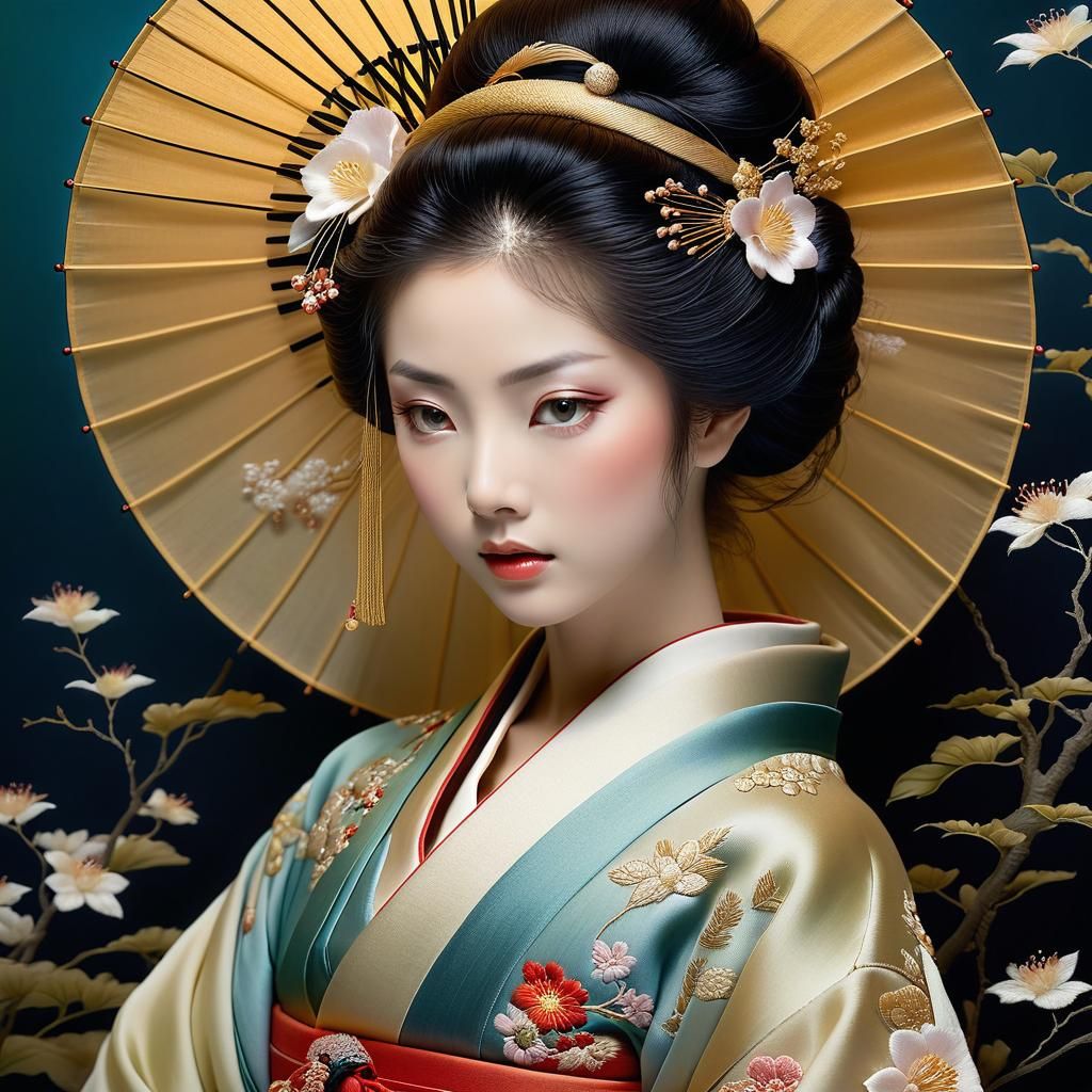 Silk Embroidered Kimono Embroidery Masterpiece