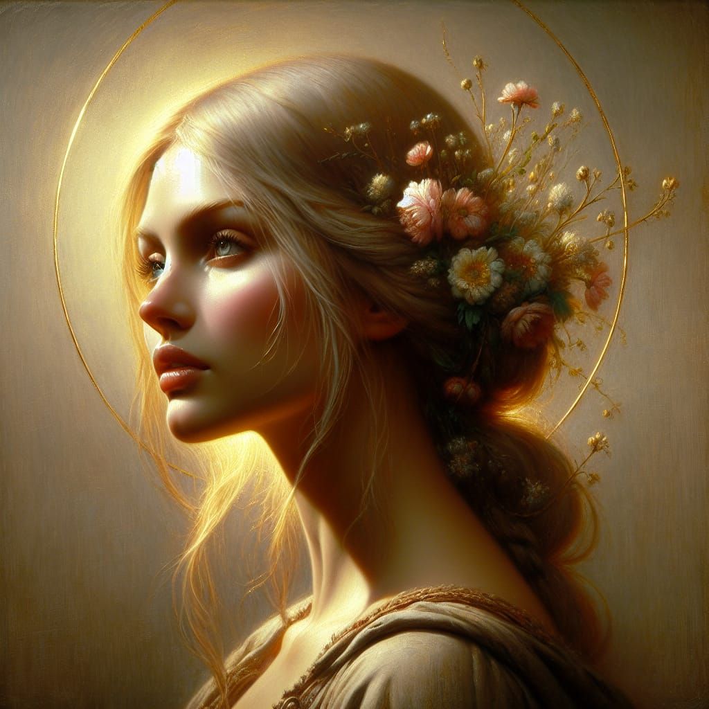 Portrait of blonde woman in warm light