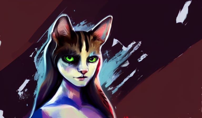 Cat-Girl Portrait in Fantasy Art Style