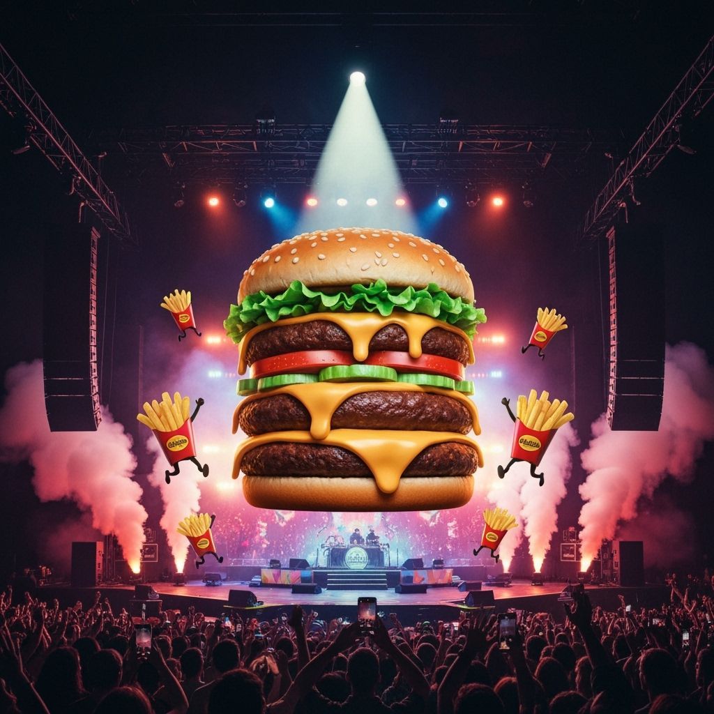 Burger Concert in Style of Pop Surrealism