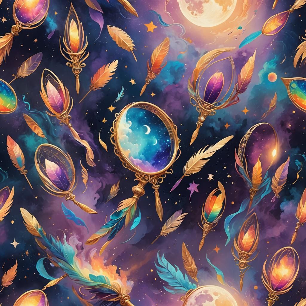 Moon Rackets Orbiting Rainbow: Fantasy Concept Art