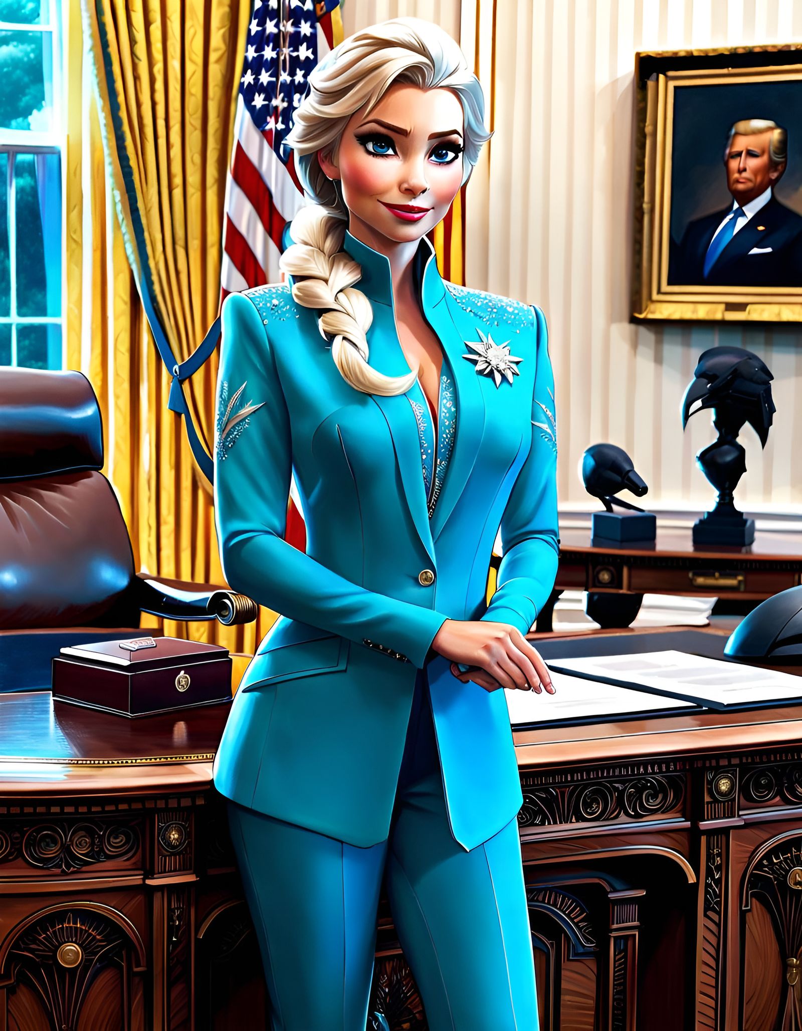 Princess Elsa as US President: Hyperrealistic Art
