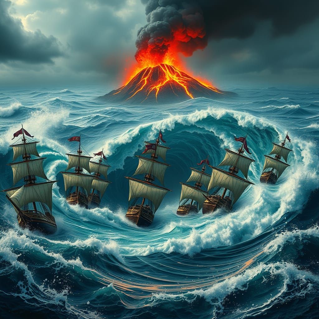 Gigantic Whirlpool Sweeps Sailing Ships into Apocalyptic Mar...