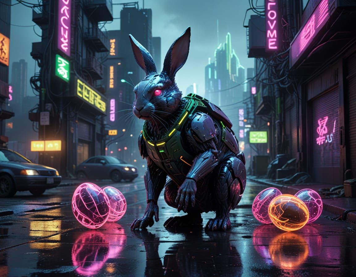 Cyberpunk Easter Bunny Concept Art